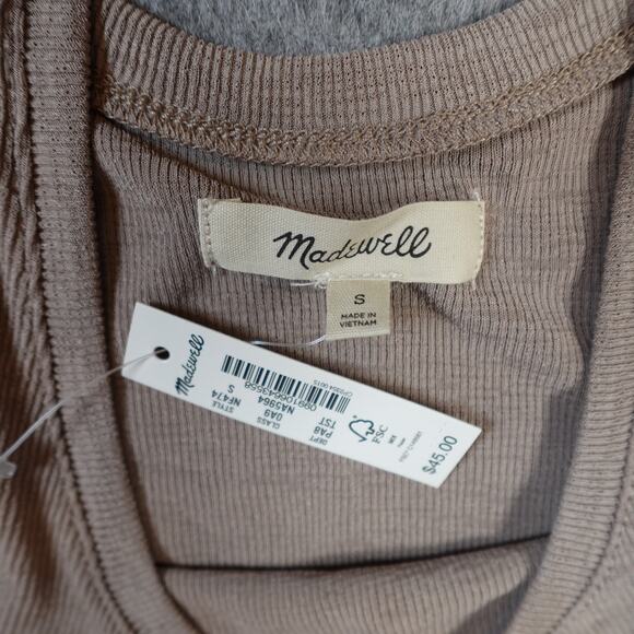 Madewell Top Womens Small NWT Eastover Tank Ribbed Tan Brown Basic Casual Knit - Picture 4 of 11